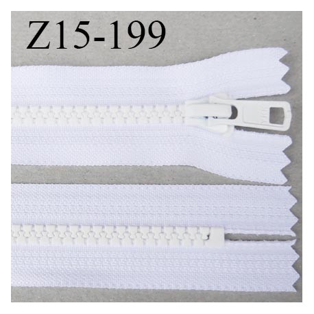 fermeture YKK 15 cm non séparable largeur 33 mm glissière moulé 6.6 mm couleur blanc longueur 15 cm