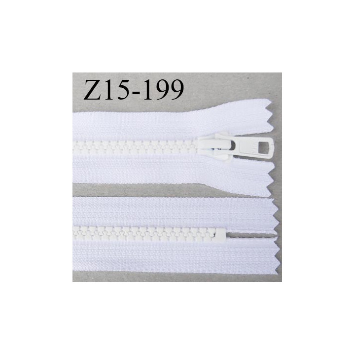 fermeture YKK 15 cm non séparable largeur 33 mm  glissière moulé 6.6 mm couleur blanc longueur 15 cm