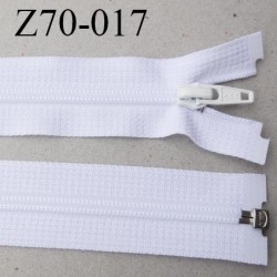 fermeture YKK zip 70 cm séparable largeur 30 mm  largeur de la  glissière nylon 4.2 mm couleur blanc YKK longueur 70 cm