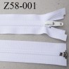 fermeture YKK zip 58 cm couleur blanc séparable largeur 3 cm glissière nylon largeur 4.2 mm curseur métal longueur 58 cm