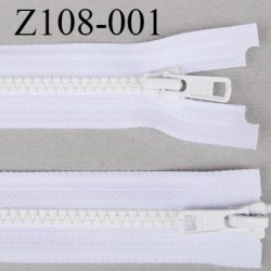 Z108-001  fermeture YKK 108 cm double curseur séparable largeur 33 mm largeur de la  glissière moulé 6.6 mm couleur blanc YKK