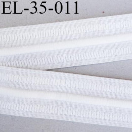 élastique 35 mm plat fronceur ou à smock souple couleur blanc avec cordon intérieur 5 mm noir largeur 35 mm  prix au mètre