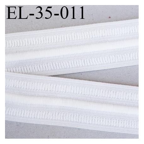 élastique 35 mm plat fronceur ou à smock souple couleur blanc avec cordon intérieur 5 mm noir largeur 35 mm prix au mètre