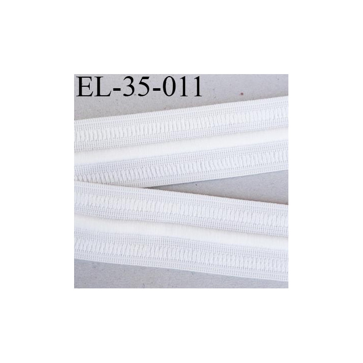 élastique 35 mm plat fronceur ou à smock souple couleur blanc avec cordon intérieur 5 mm noir largeur 35 mm  prix au mètre