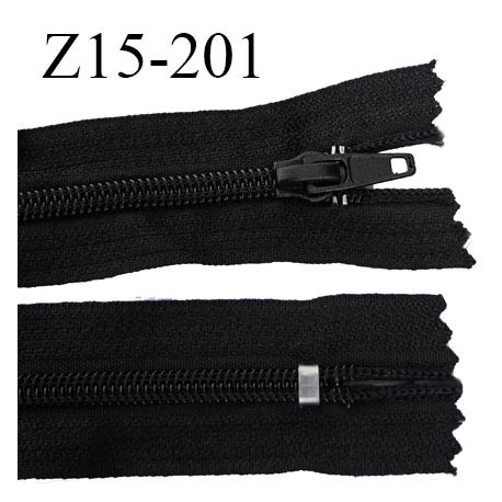 fermeture 15 cm zip couleur noir non séparable largeur 3 cm glissière spiralé nylon largeur 6.6 mm longueur 15 centimètres