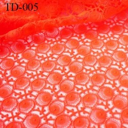 dentelle brodé couleur orange fluo très haut de gamme largeur 130 cm   prix pour 10 centimètres