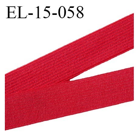 Elastique 15 mm  plat souple couleur rouge agréable au touché largeur 15 mm prix au mètre