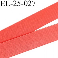 Elastique 25 mm couleur corail lumineux agréable au toucher largeur 25 mm prix au mètre