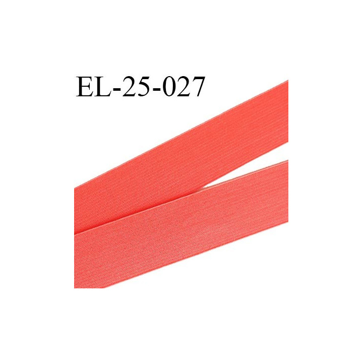 Elastique 25 mm couleur corail lumineux agréable au touché largeur 25 mm prix au mètre