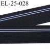 Elastique 24 mm couleur noir avec liseret gris agréable au touché largeur 24 mm prix au mètre