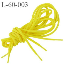 Lacet rond 60 cm couleur jaune canari diamètre 3 mm longueur 60 cm embout gainé  plastique transparent prix pour une paire