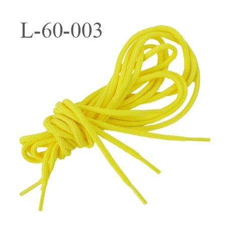 Lacet rond 60 cm couleur jaune canari diamètre 3 mm longueur 60 cm embout gainé plastique transparent prix pour une paire