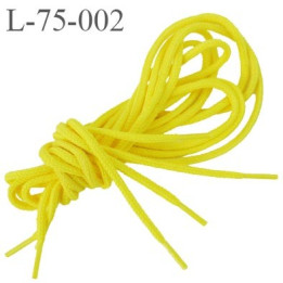 Lacet rond 75 cm couleur jaune canari diamètre 3 mm longueur 75 cm embout gainé  plastique transparent prix pour une paire