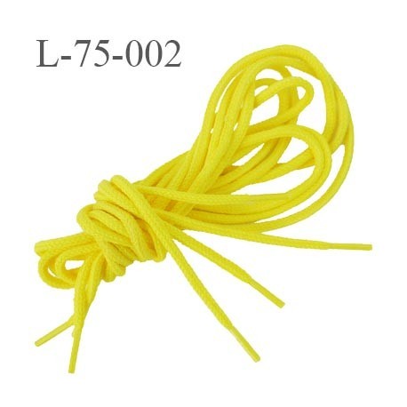 Lacet rond 75 cm couleur jaune canari diamètre 3 mm longueur 75 cm embout gainé plastique transparent prix pour une paire