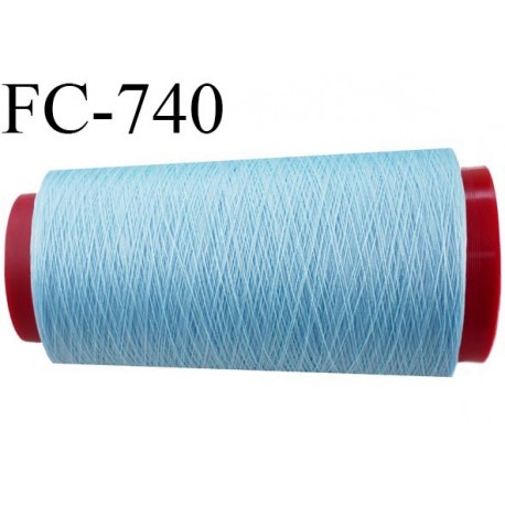 Cone 1000 m fil mousse polyester n°110 couleur bleu ciel longueur 1000 mètres bobiné en France
