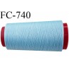 Cone 1000 m fil mousse polyester n°110 couleur bleu ciel longueur 1000 mètres bobiné en France