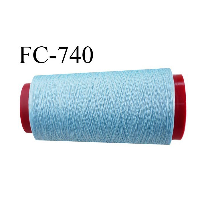 Cone 2000 m fil mousse polyester n°110 couleur bleu ciel longueur 2000 mètres bobiné en France