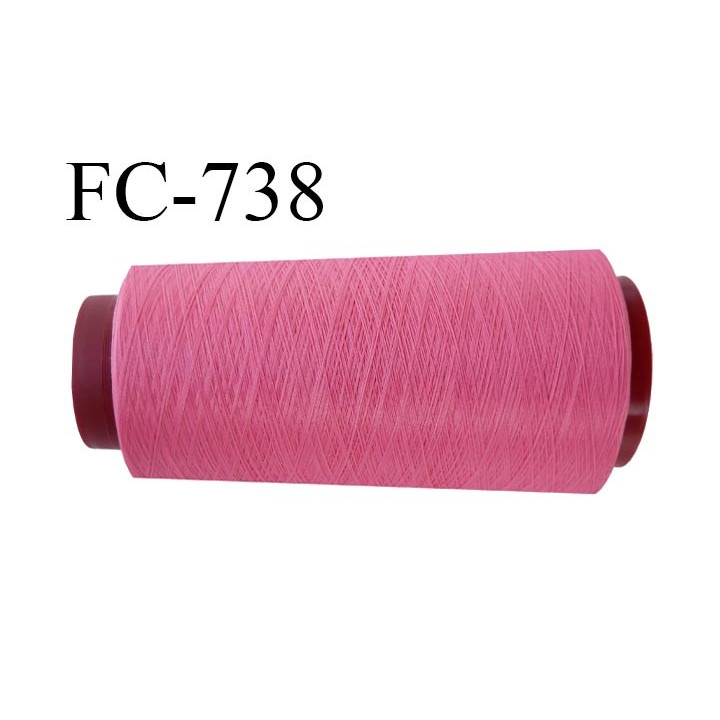Cone 1000 m fil mousse polyester n°110 couleur rose malabar longueur  1000 mètres bobiné en France