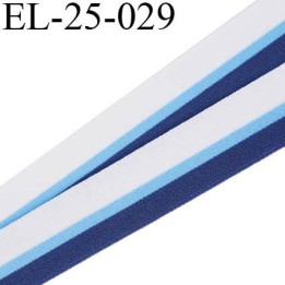 Elastique 24 mm couleur blanc bleu ciel et bleu foncé doux et agréable au toucher oeko tex  largeur 24 mm prix au mètre