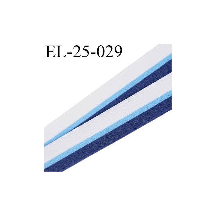 Elastique 24 mm couleur blanc bleu ciel et bleu foncé doux et agréable au toucher oeko tex  largeur 24 mm prix au mètre