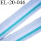 Elastique 22 mm plat souple et doux couleur bleu clair blanc lagon largeur 22 mm prix au mètre