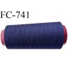 Cone 1000 m fil mousse polyester n°160 couleur bleu foncé longueur 1000 mètres bobiné en France