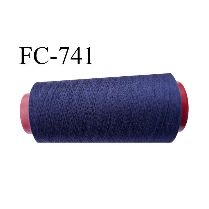 Cone 2000 m fil mousse polyester n°160 couleur bleu foncé longueur 2000 mètres bobiné en France
