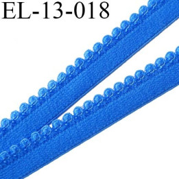 Elastique picot 13 mm bretelle et lingerie doux et forte élasticité couleur bleu lumineux largeur  13 mm  prix au mètre