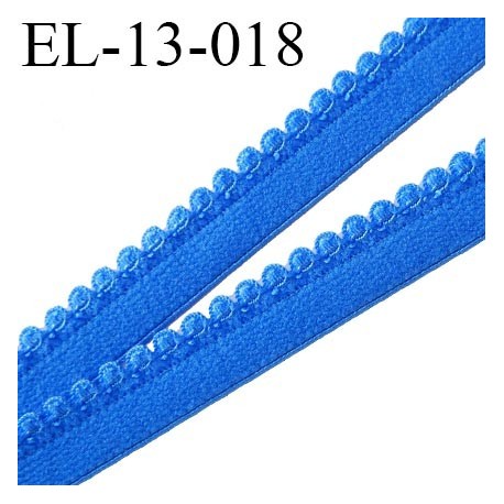 Elastique picot 13 mm bretelle et lingerie doux et forte élasticité couleur bleu lumineux largeur 13 mm prix au mètre