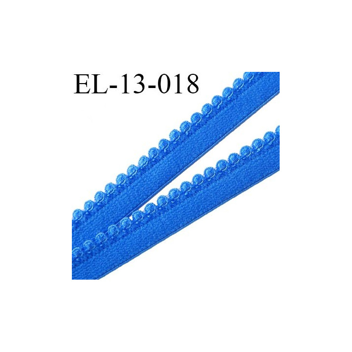Elastique picot 13 mm bretelle et lingerie doux et forte élasticité couleur bleu lumineux largeur  13 mm  prix au mètre