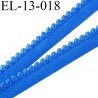 Elastique picot 13 mm bretelle et lingerie doux et forte élasticité couleur bleu lumineux largeur 13 mm prix au mètre
