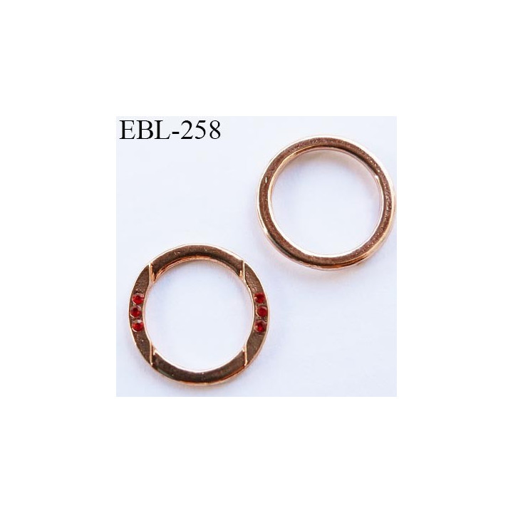 anneau métallique 8 mm couleur cuivre avec incrustation style rubis pour soutien gorge diamètre intérieur 11 mm prix à la pcs