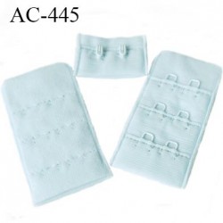 Agrafe attache 30 mm de soutien gorge 3 rangées 2 crochets largeur 30 mm hauteur 55 mm couleur bleu pale