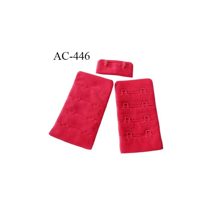 Agrafe attache 38 mm de soutien gorge 4 rangées 2 crochets largeur 38 mm hauteur 68 mm couleur rouge groseille