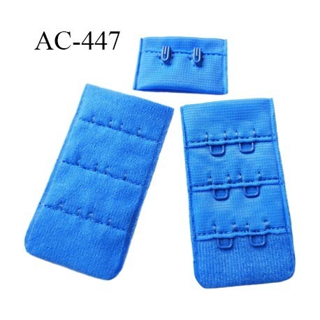 Agrafe attache 30 mm de soutien gorge 3 rangées 2 crochets largeur 30 mm hauteur 55 mm couleur bleu lumineux