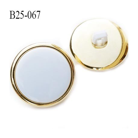 bouton 25 mm en pvc couleur or ou doré et blanc très beau accroche par anneau diamètre 25 millimètres