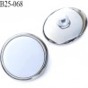 bouton 25 mm en pvc couleur chromé acier et blanc très beau accroche par anneau diamètre 25 millimètres