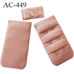 Agrafe attache 30 mm  de soutien gorge 3 rangées 2 crochets largeur 30 mm hauteur 55 mm couleur bois rosé