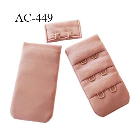 Agrafe attache 30 mm de soutien gorge 3 rangées 2 crochets largeur 30 mm hauteur 55 mm couleur bois rosé