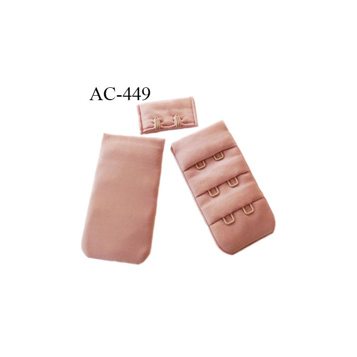 Agrafe attache 30 mm  de soutien gorge 3 rangées 2 crochets largeur 30 mm hauteur 55 mm couleur bois rosé