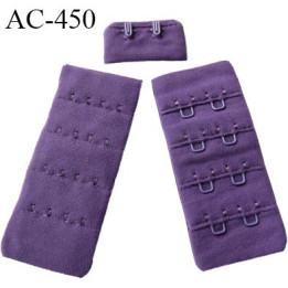 Agrafe attache 30 mm  de soutien gorge 4 rangées 2 crochets largeur 30 mm hauteur 68 mm couleur violette