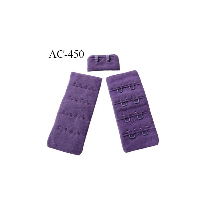 Agrafe attache 30 mm  de soutien gorge 4 rangées 2 crochets largeur 30 mm hauteur 68 mm couleur violette