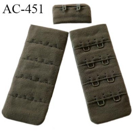 Agrafe attache 30 mm  de soutien gorge 4 rangées 2 crochets largeur 30 mm hauteur 68 mm couleur marron kaki