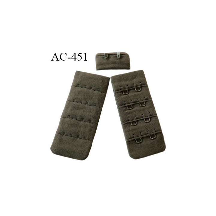 Agrafe attache 30 mm  de soutien gorge 4 rangées 2 crochets largeur 30 mm hauteur 68 mm couleur marron kaki