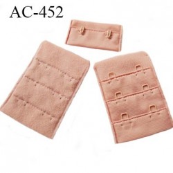 Agrafe attache 38 mm de soutien gorge 3 rangées 2 crochets largeur 38 mm hauteur 55 mm couleur bois rosé