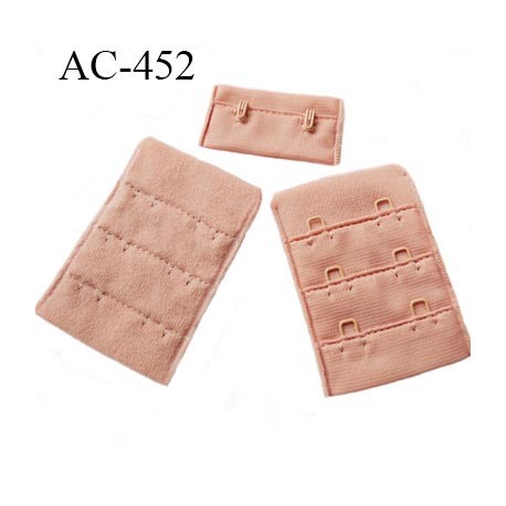 Agrafe attache 38 mm de soutien gorge 3 rangées 2 crochets largeur 38 mm hauteur 55 mm couleur bois rosé