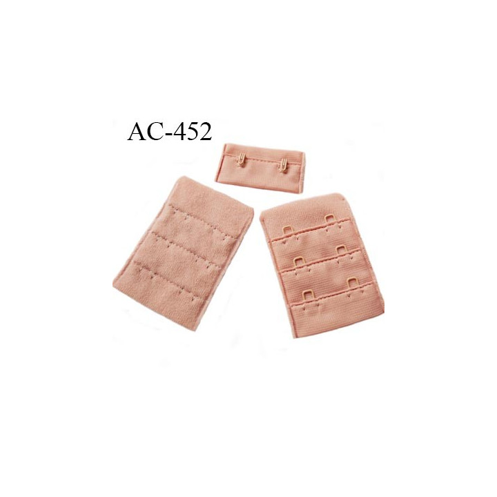 Agrafe attache 38 mm  de soutien gorge 3 rangées 2 crochets largeur 38 mm hauteur 55 mm couleur bois rosé