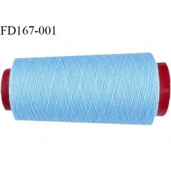 Destockage cone de 2000 m de fil fin mousse polyester n° 165 couleur bleu ciel longueur du cône 2000 mètres bobiné en France