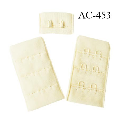 Agrafe attache 30 mm  de soutien gorge 3 rangées 2 crochets haut de gamme largeur 30 mm hauteur 55 mm couleur ivoire ou vanille