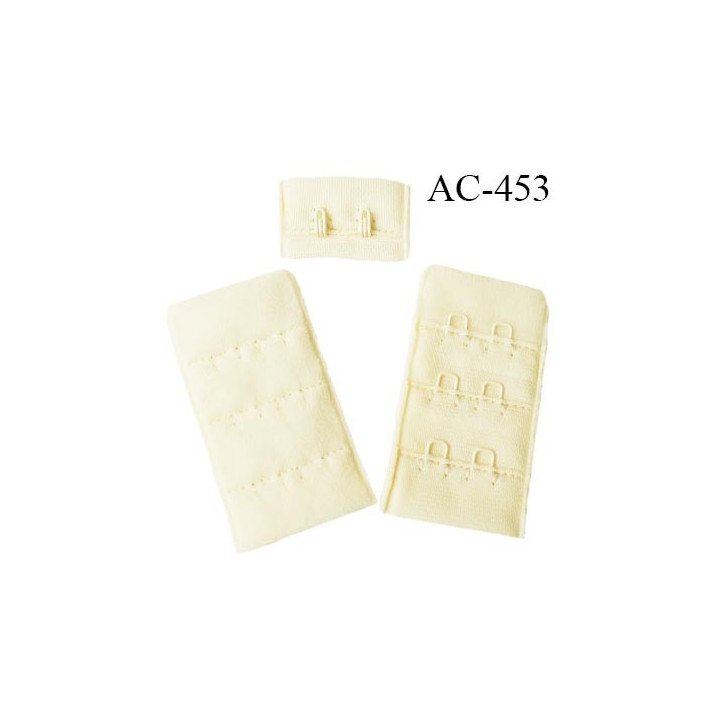 Agrafe attache 30 mm  de soutien gorge 3 rangées 2 crochets haut de gamme largeur 30 mm hauteur 55 mm couleur ivoire ou vanille